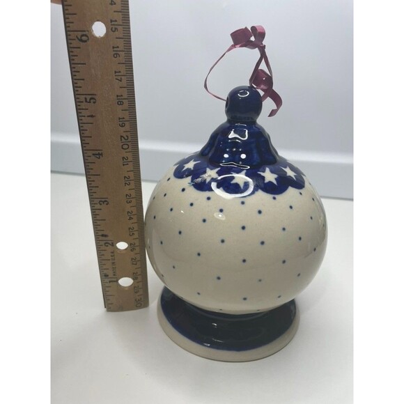 Polish Pottery Hot Air Balloon shape Christmas Tree Decor Ornaments marked stars - Picture 5 of 5